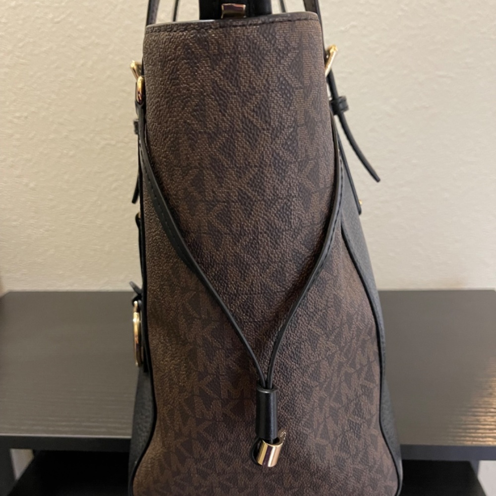 Michael Kors Black Brown Leopard Print Leather Shoulder Bag - Picture 2 of 4